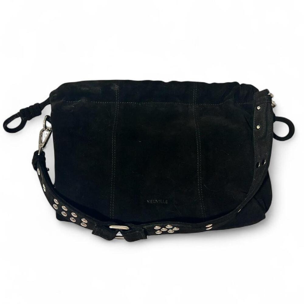 Slouchy black suede shoulder bag